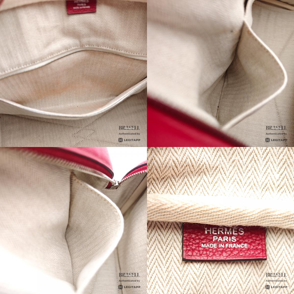 HERMES Victoria 35 Leather Red Handbag 【ImportFeeFREE】