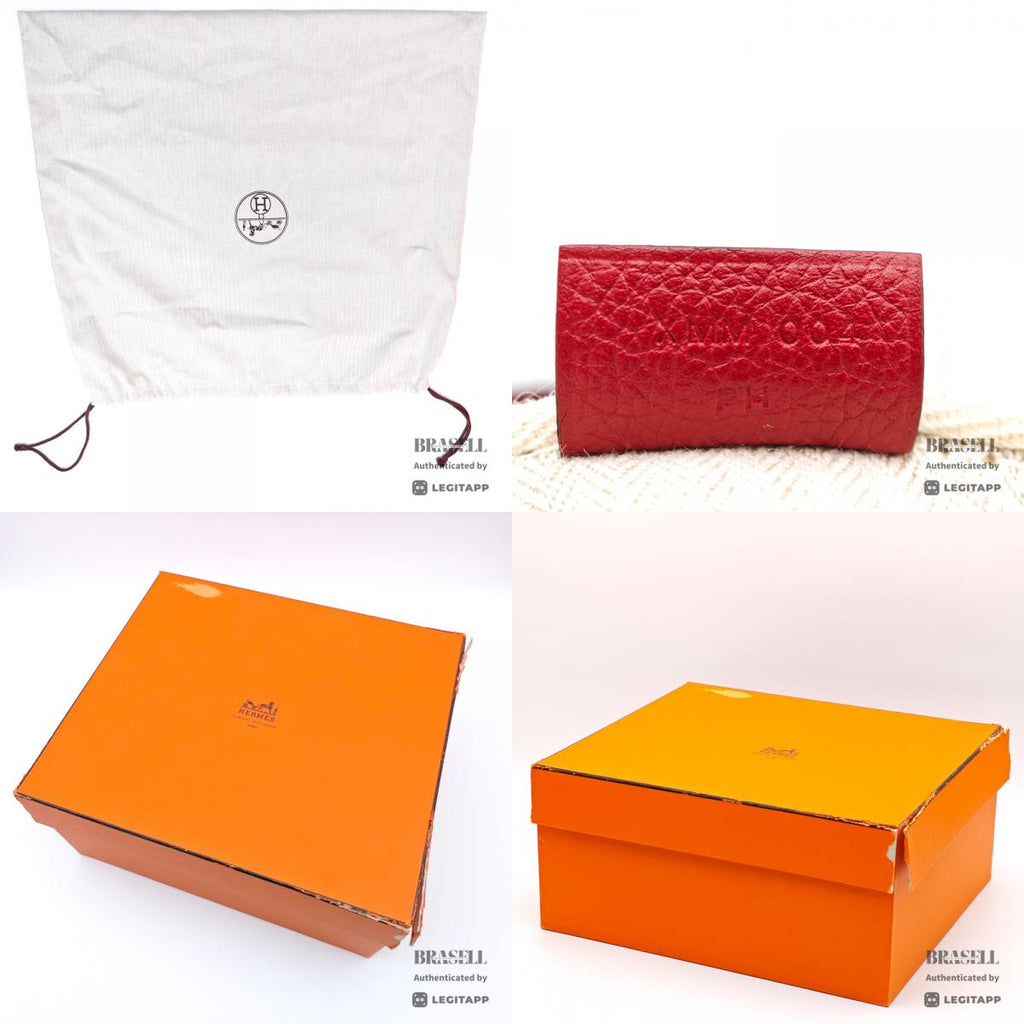 HERMES Victoria 35 Leather Red Handbag 【ImportFeeFREE】