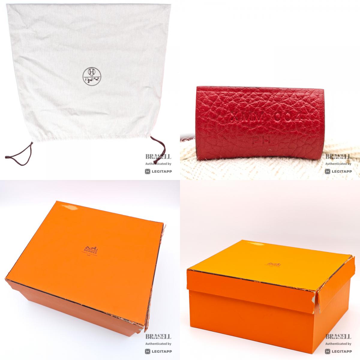 HERMES Victoria 35 Leather Red Handbag 【ImportFeeFREE】