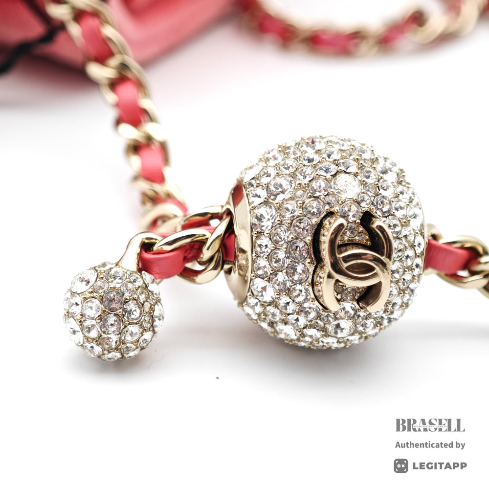 Chanel Matelasse Chain Shoulder Bag Velour Rhinestone Pink【ImportFeeFREE】