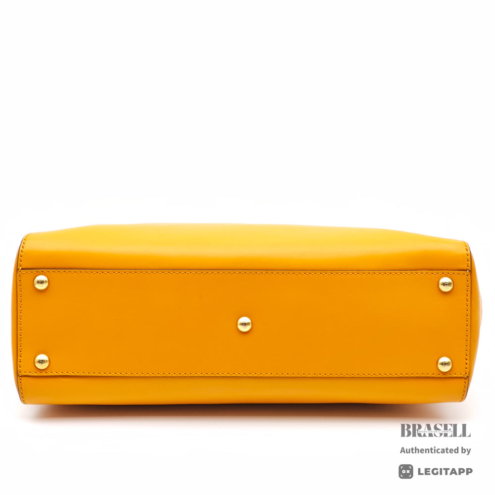 FENDI Peekaboo Leather Yellow Hand Bag 【ImportFeeFREE】