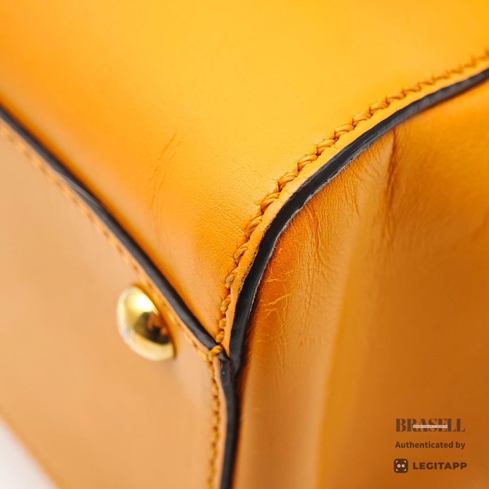 FENDI Peekaboo Leather Yellow Hand Bag 【ImportFeeFREE】