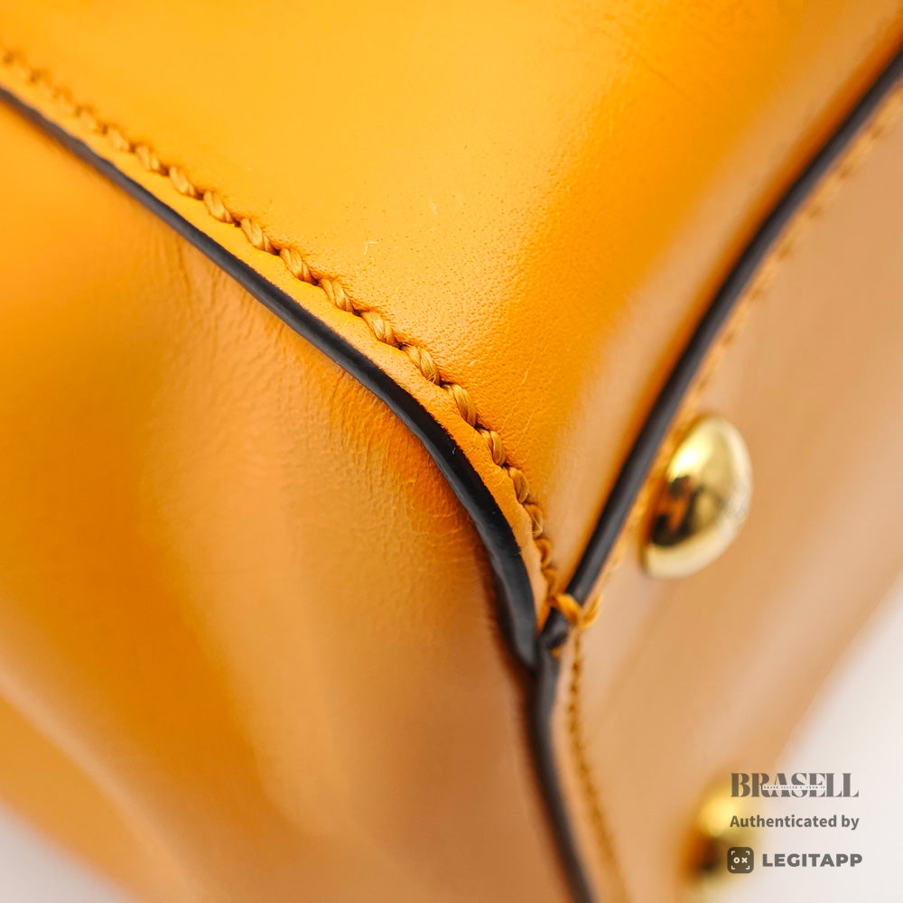FENDI Peekaboo Leather Yellow Hand Bag 【ImportFeeFREE】