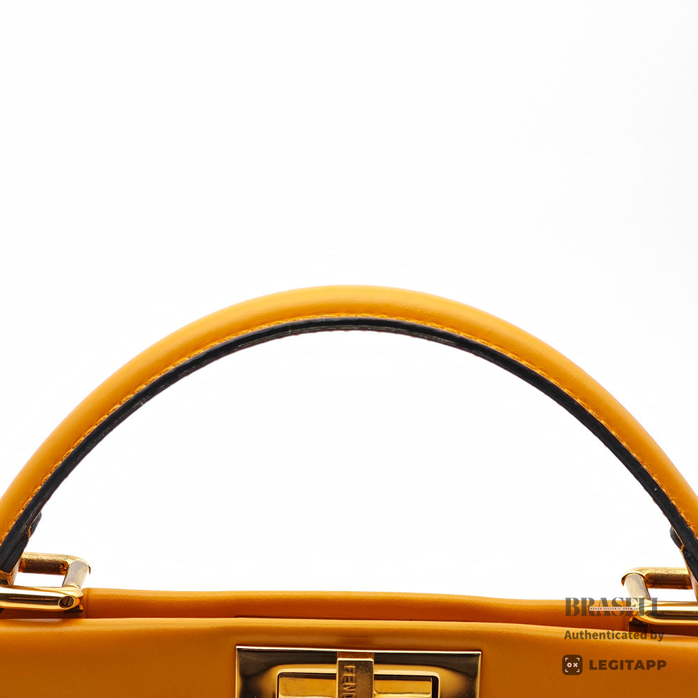FENDI Peekaboo Leather Yellow Hand Bag 【ImportFeeFREE】