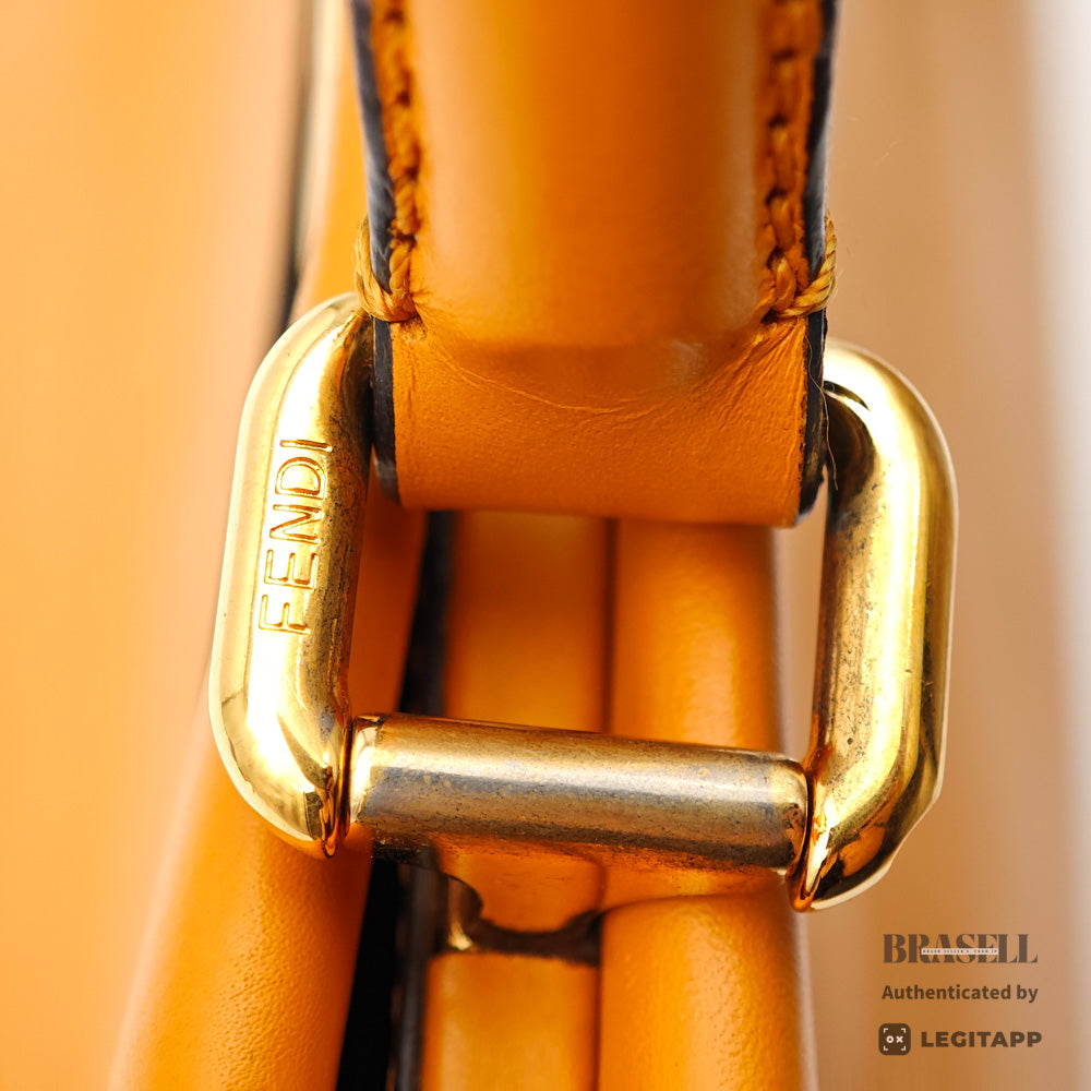 FENDI Peekaboo Leather Yellow Hand Bag 【ImportFeeFREE】