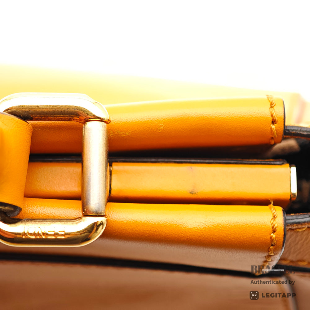 FENDI Peekaboo Leather Yellow Hand Bag 【ImportFeeFREE】