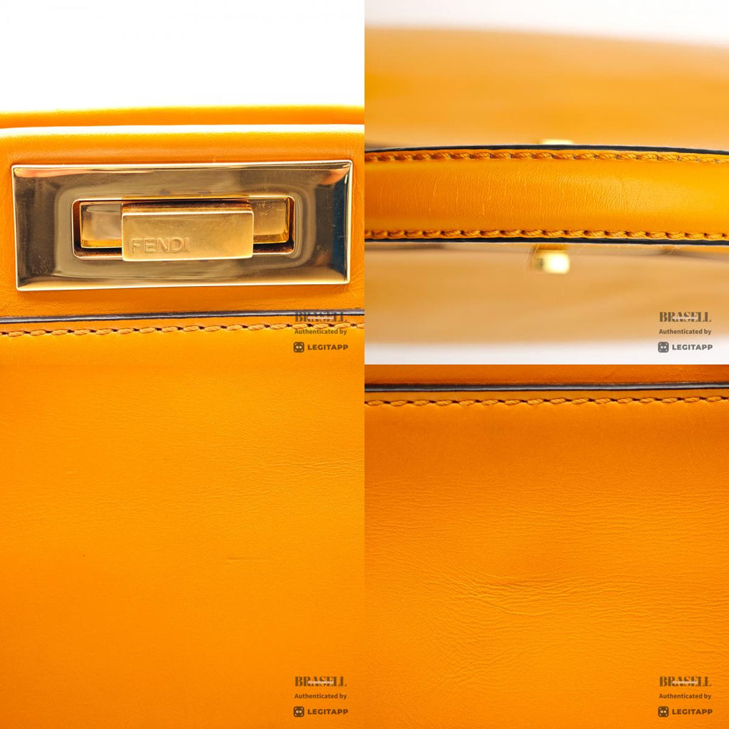 FENDI Peekaboo Leather Yellow Hand Bag 【ImportFeeFREE】