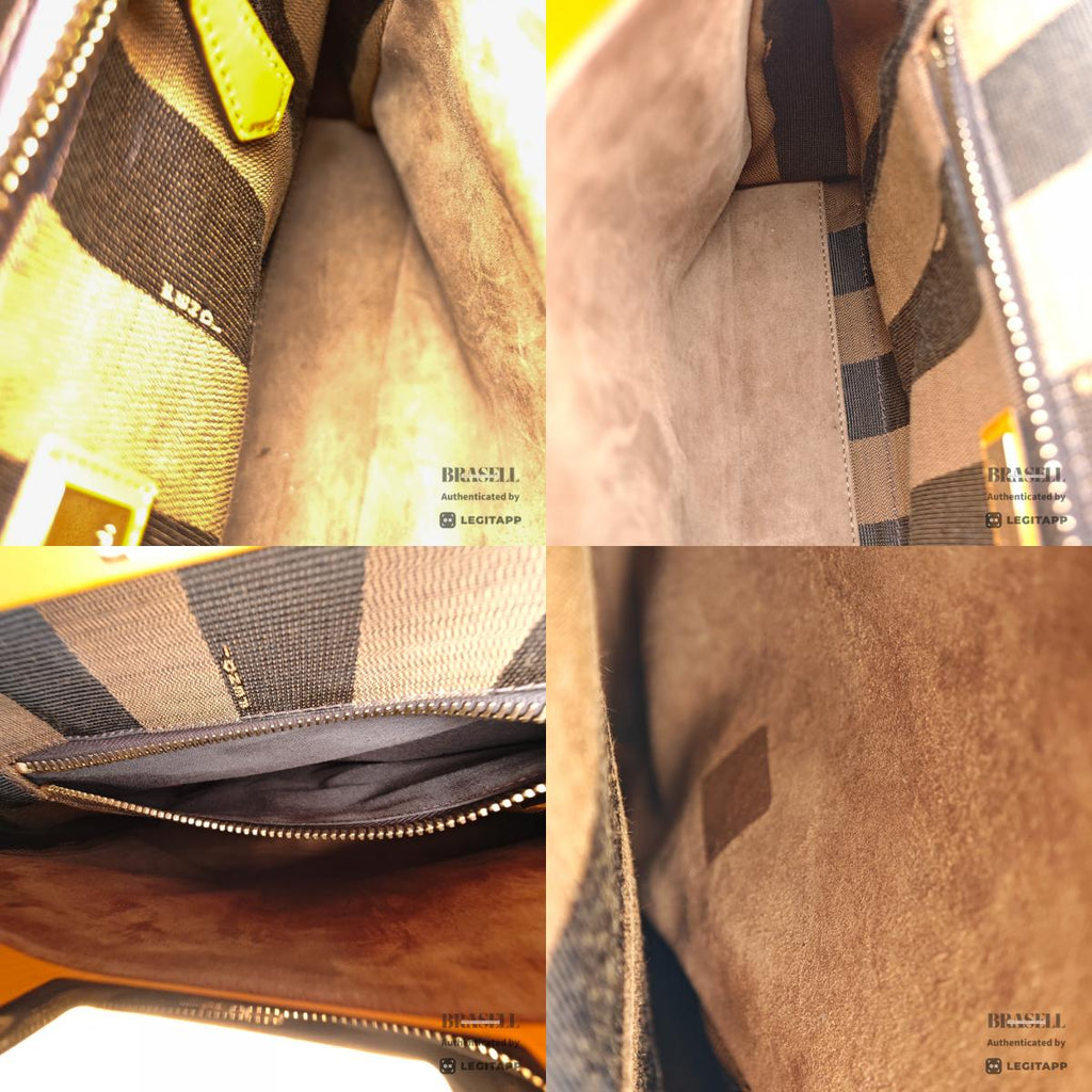 FENDI Peekaboo Leather Yellow Hand Bag 【ImportFeeFREE】