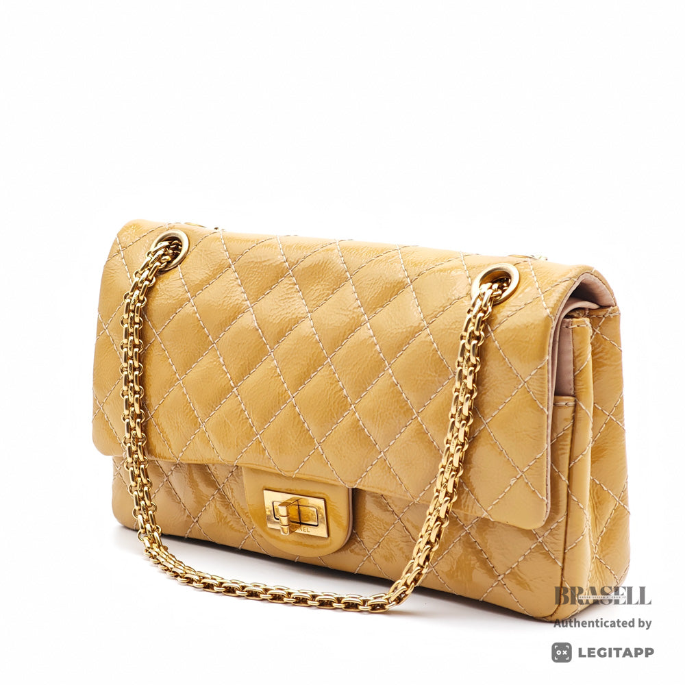 CHANEL 2.55 Patent Leather Camel Womens Shoulder Bag 【ImportFeeFREE】