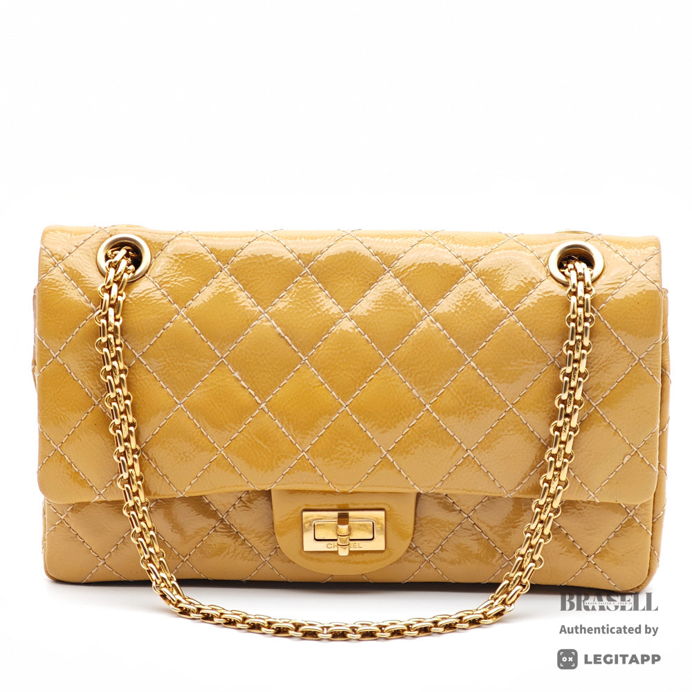 CHANEL 2.55 Patent Leather Camel Womens Shoulder Bag 【ImportFeeFREE】