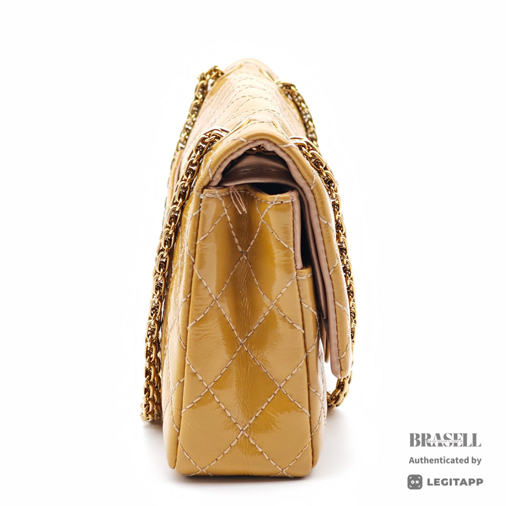 CHANEL 2.55 Patent Leather Camel Womens Shoulder Bag 【ImportFeeFREE】