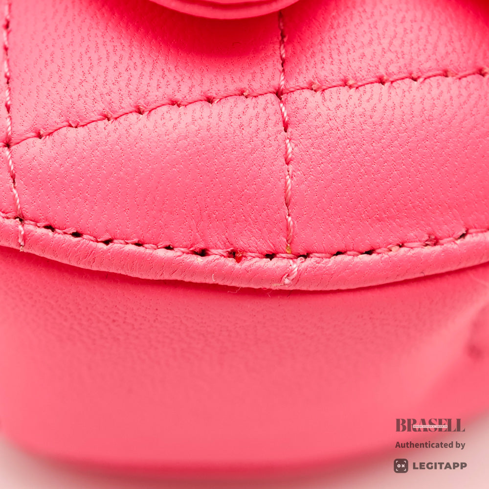 CHANEL Matelasse Heart Shape Lambskin Pink Chain Clutch Bag 【ImportFeeFREE】