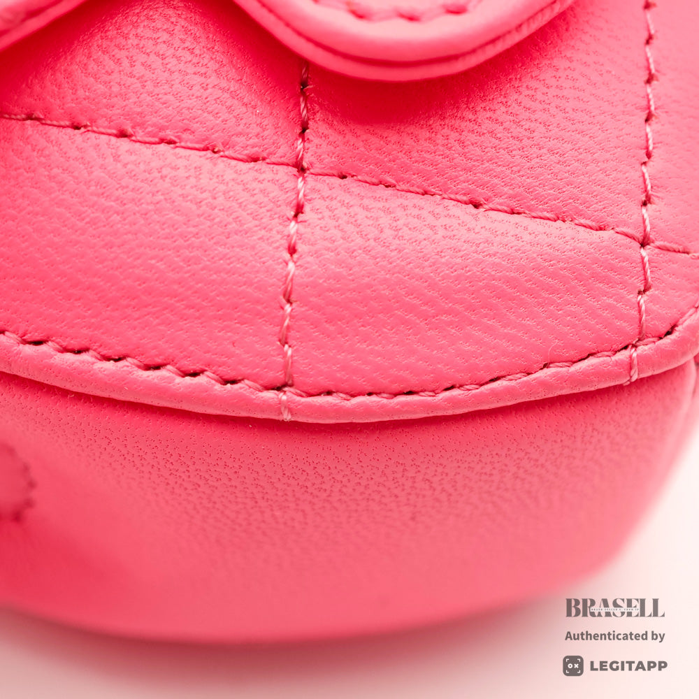 CHANEL Matelasse Heart Shape Lambskin Pink Chain Clutch Bag 【ImportFeeFREE】
