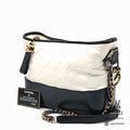 CHANEL Gabrielle Leather White Black Womens Shoulder Bag 【ImportFeeFREE】