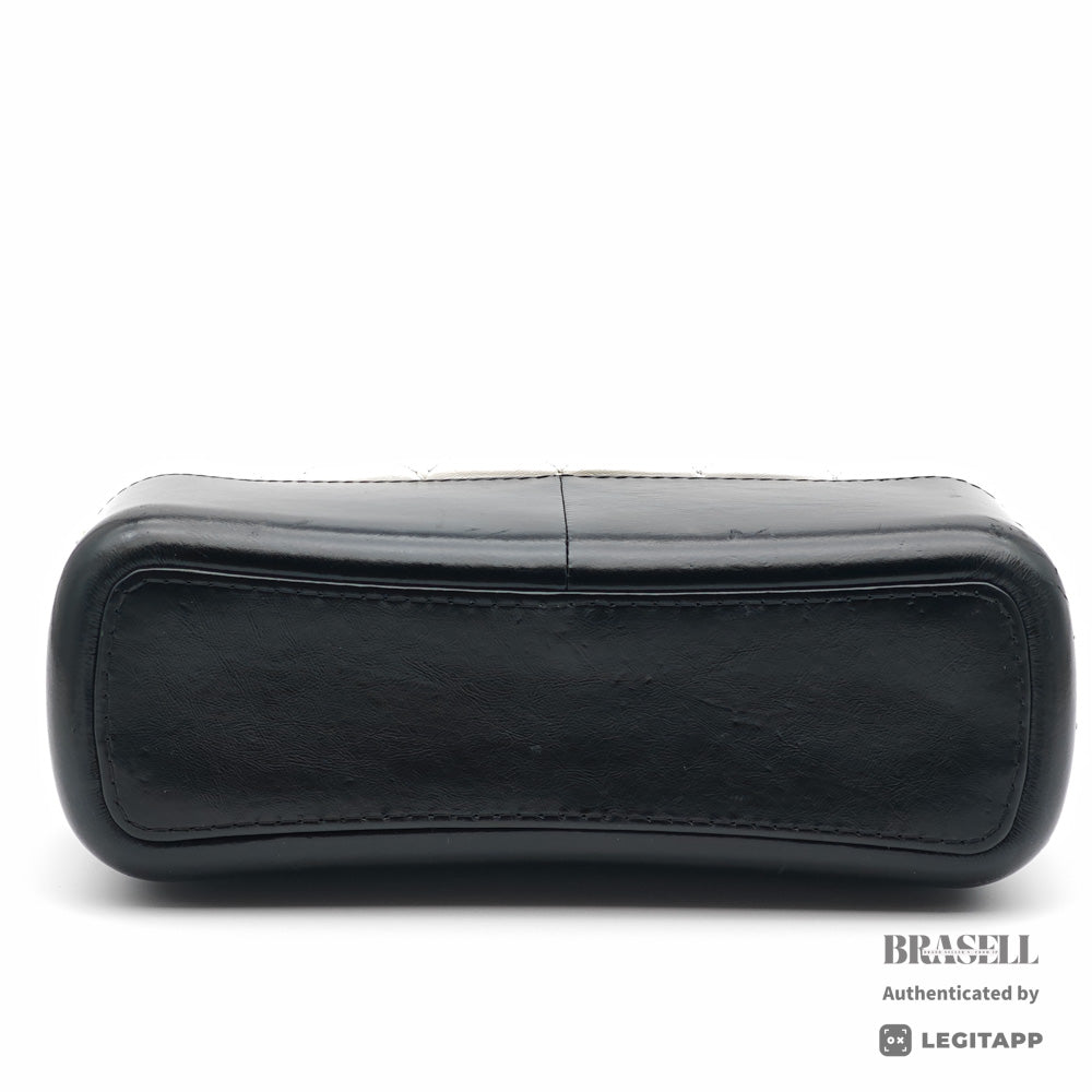 CHANEL Gabrielle Leather White Black Womens Shoulder Bag 【ImportFeeFREE】