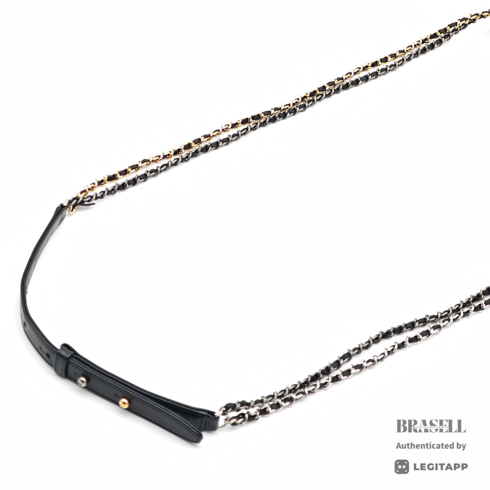 CHANEL Gabrielle Leather White Black Womens Shoulder Bag 【ImportFeeFREE】