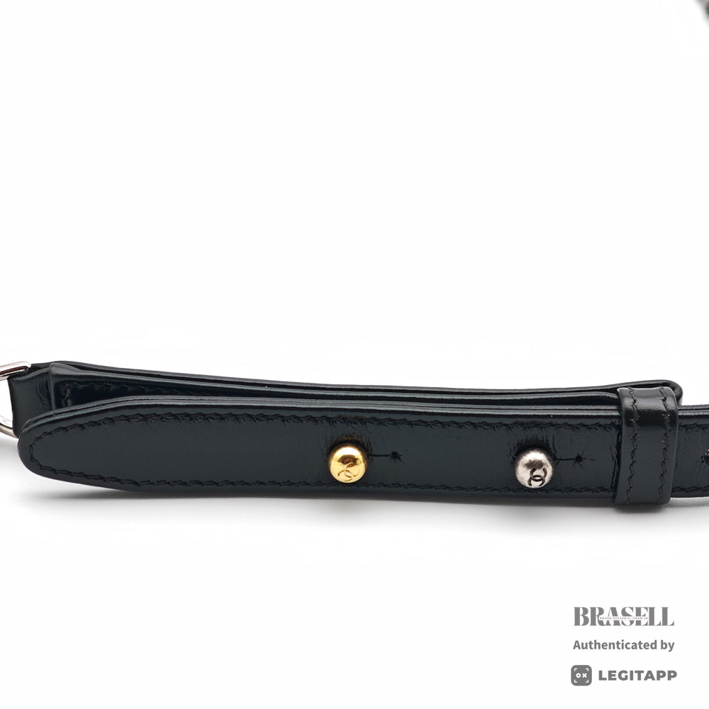 CHANEL Gabrielle Leather White Black Womens Shoulder Bag 【ImportFeeFREE】