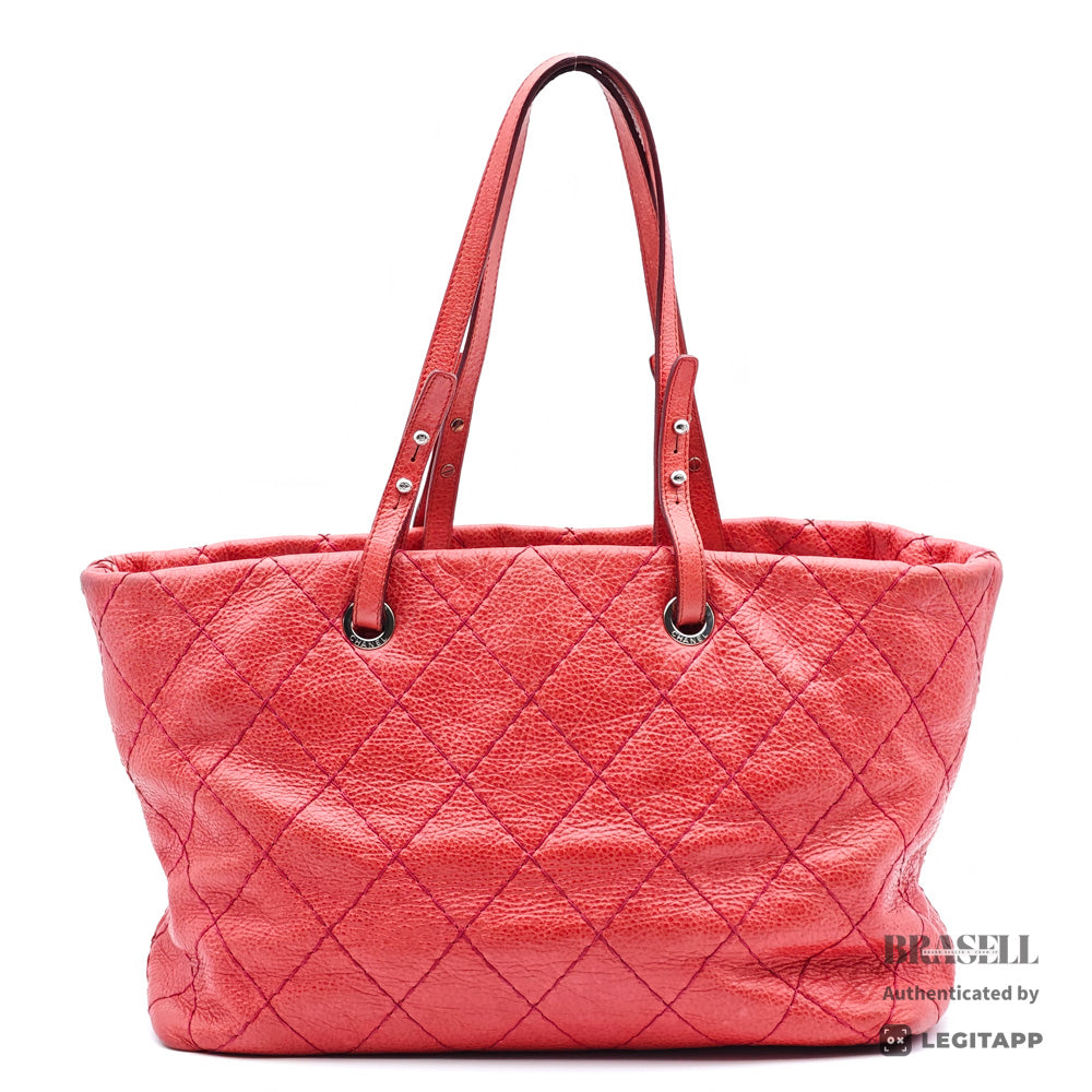 CHANEL On The Road Matelasse Coco Mark Tote Bag Red【ImportFeeFREE】