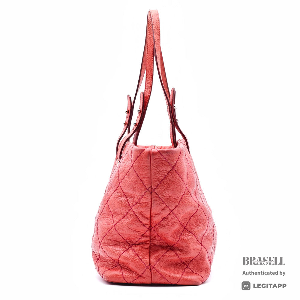 CHANEL On The Road Matelasse Coco Mark Tote Bag Red【ImportFeeFREE】