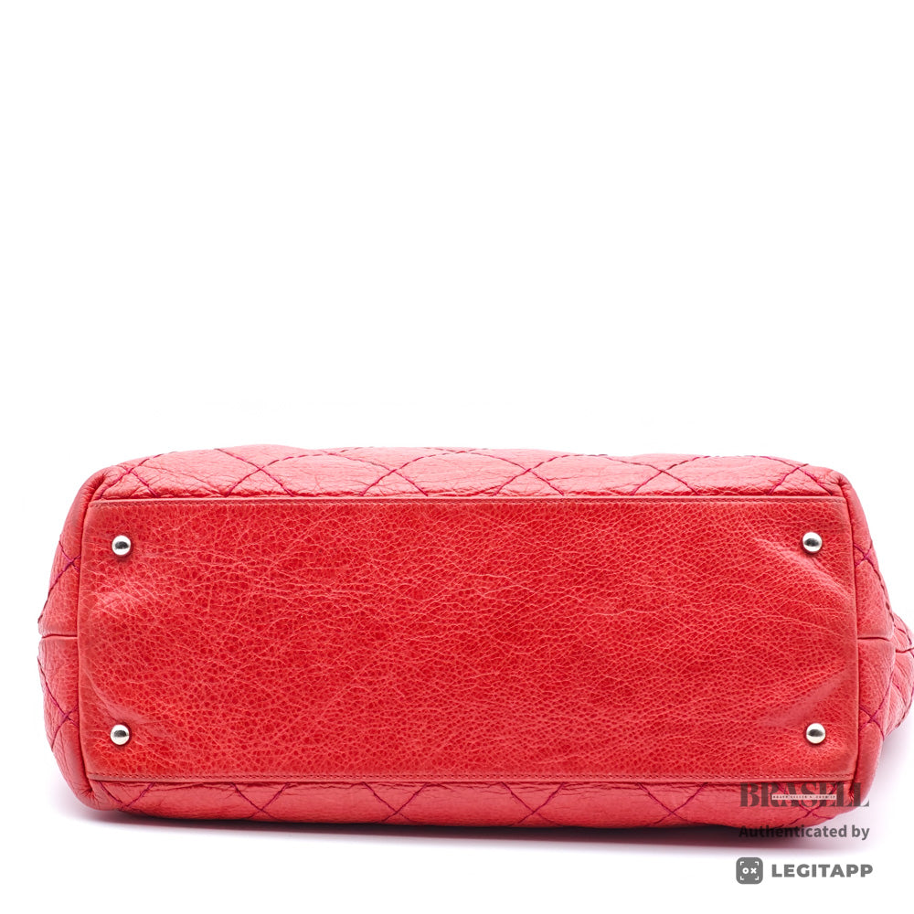 CHANEL On The Road Matelasse Coco Mark Tote Bag Red【ImportFeeFREE】