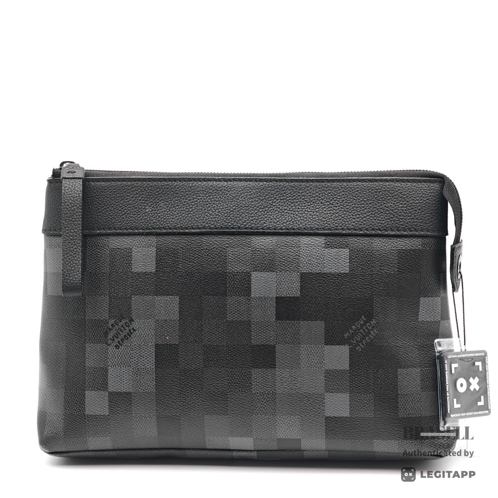 LOUIS VUITTON Voyage Souple Damoflage Canvas Clutch Bag 【ImportFeeFREE】