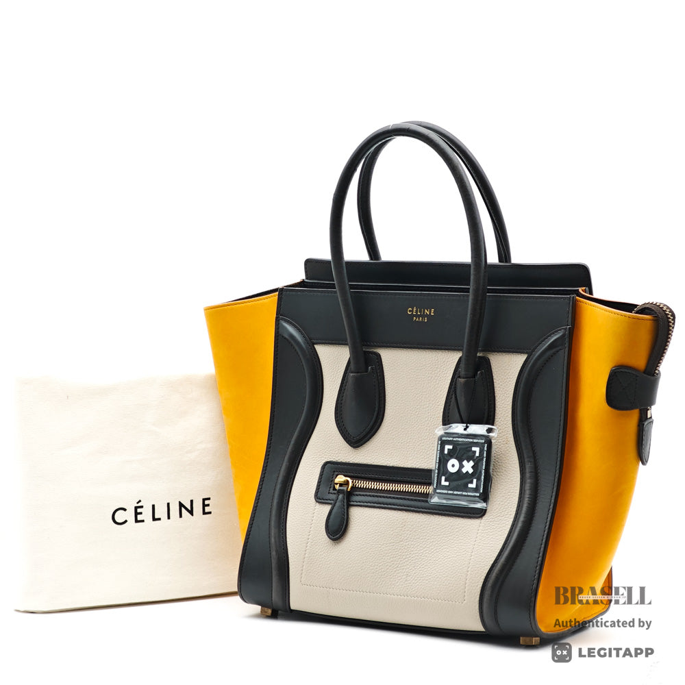 CELINE Luggage Micro Shopper Leather Suede Tote Bag 【ImportFeeFREE】