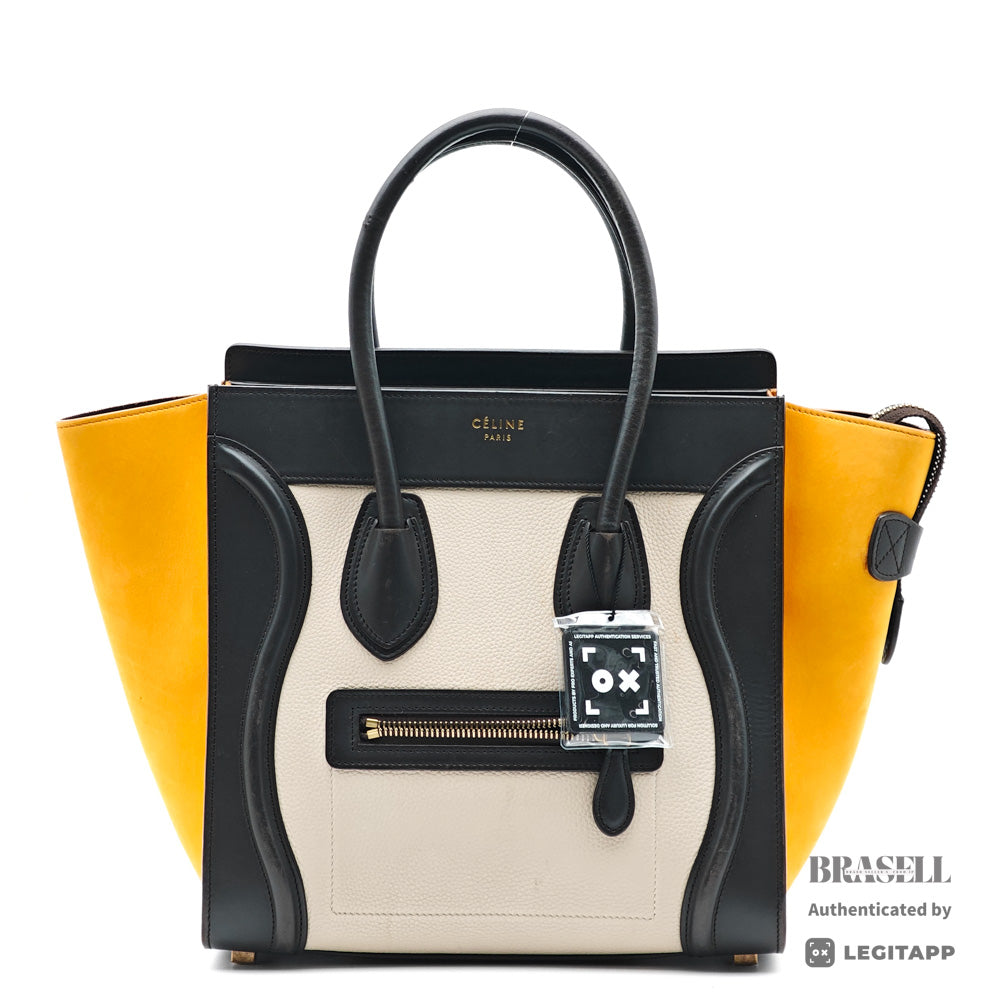 CELINE Luggage Micro Shopper Leather Suede Tote Bag 【ImportFeeFREE】