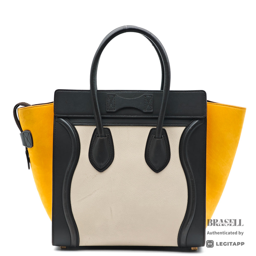 CELINE Luggage Micro Shopper Leather Suede Tote Bag 【ImportFeeFREE】