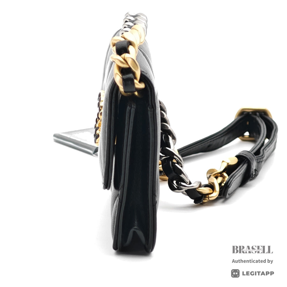 CHANEL Mini Matelasse Lambskin Black Chain Shoulder Bag 【ImportFeeFREE】