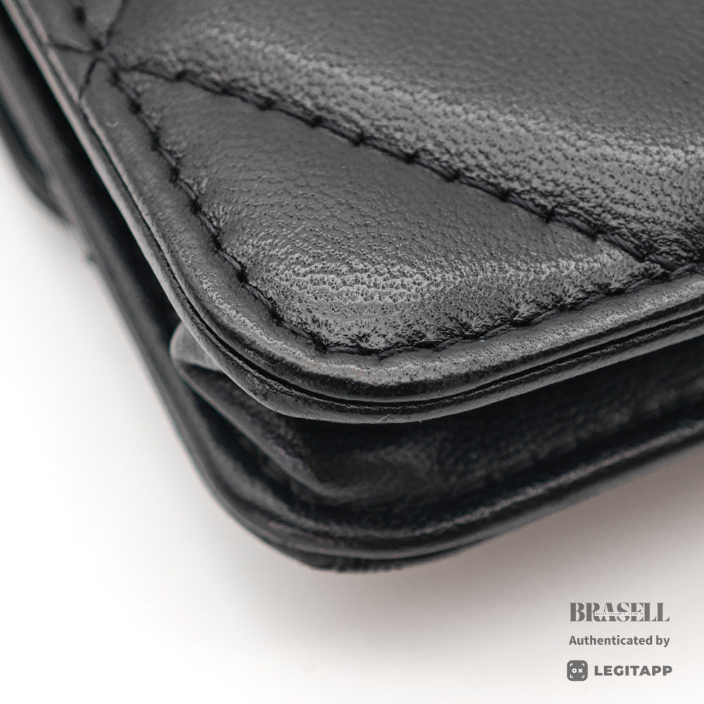 CHANEL Mini Matelasse Lambskin Black Chain Shoulder Bag 【ImportFeeFREE】