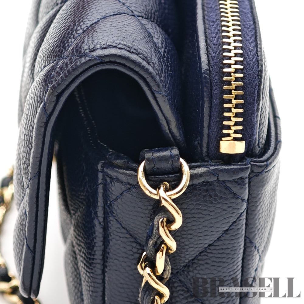 CHANEL Mini Matelasse Caviar Leather Chain Shoulder Bag