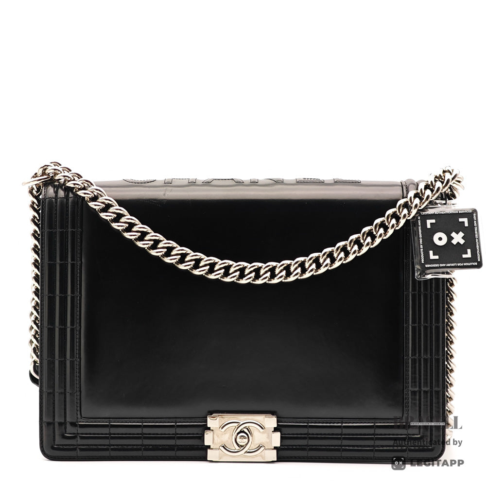 CHANEL Boy CHANEL Patent Leather Black Chain Shoulder Bag 【ImportFeeFREE】