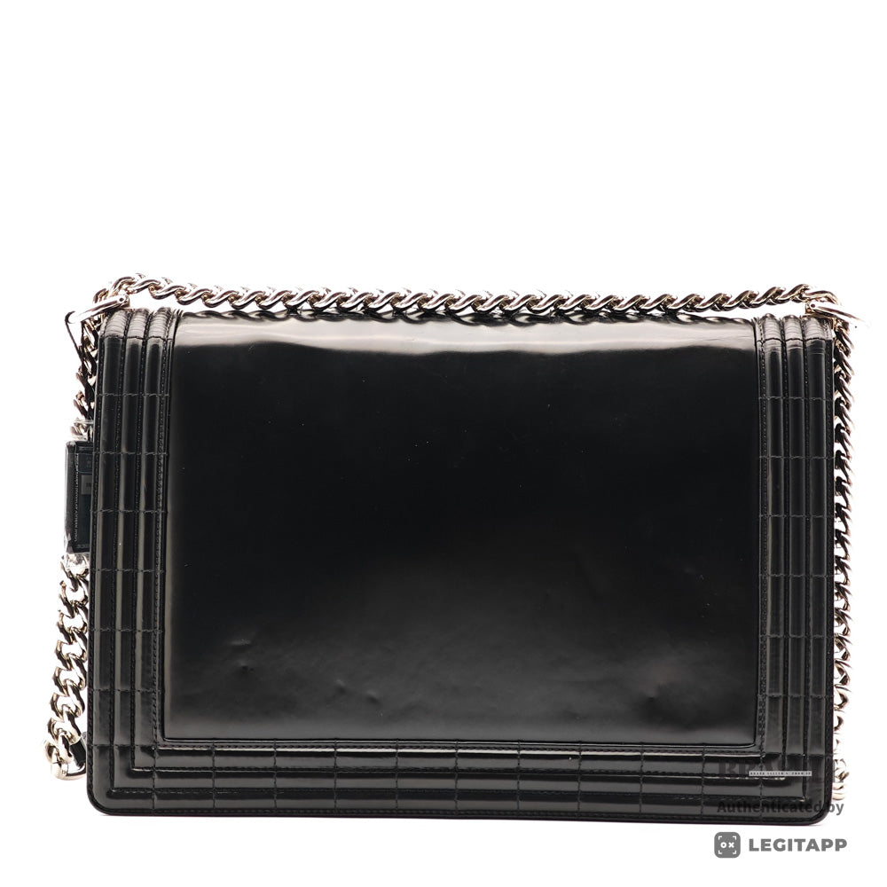 CHANEL Boy CHANEL Patent Leather Black Chain Shoulder Bag 【ImportFeeFREE】