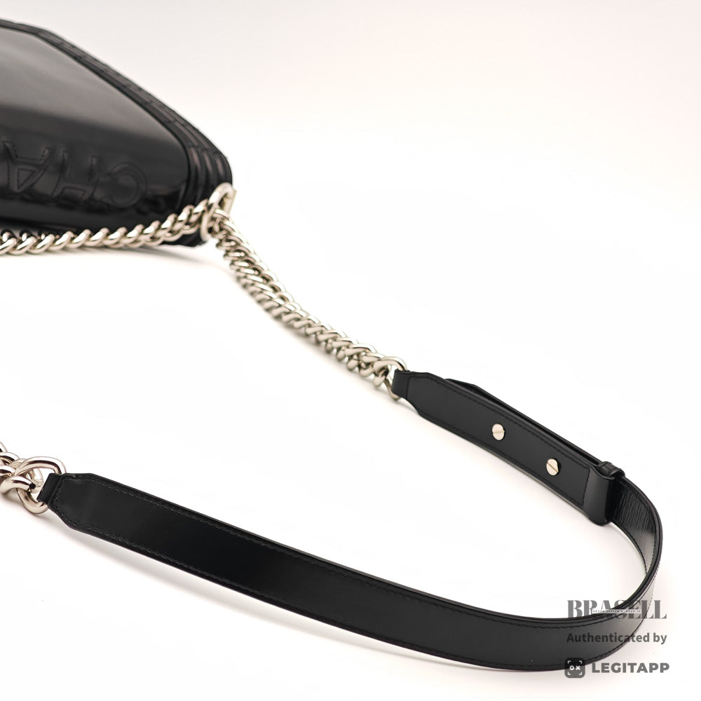 CHANEL Boy CHANEL Patent Leather Black Chain Shoulder Bag 【ImportFeeFREE】