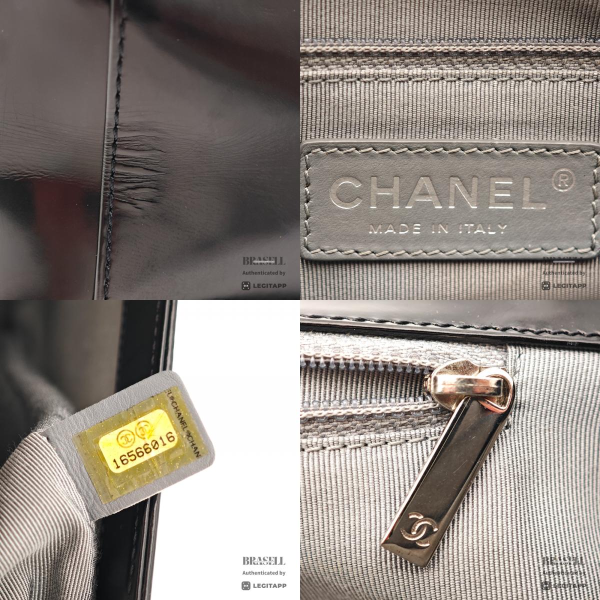 CHANEL Boy CHANEL Patent Leather Black Chain Shoulder Bag 【ImportFeeFREE】