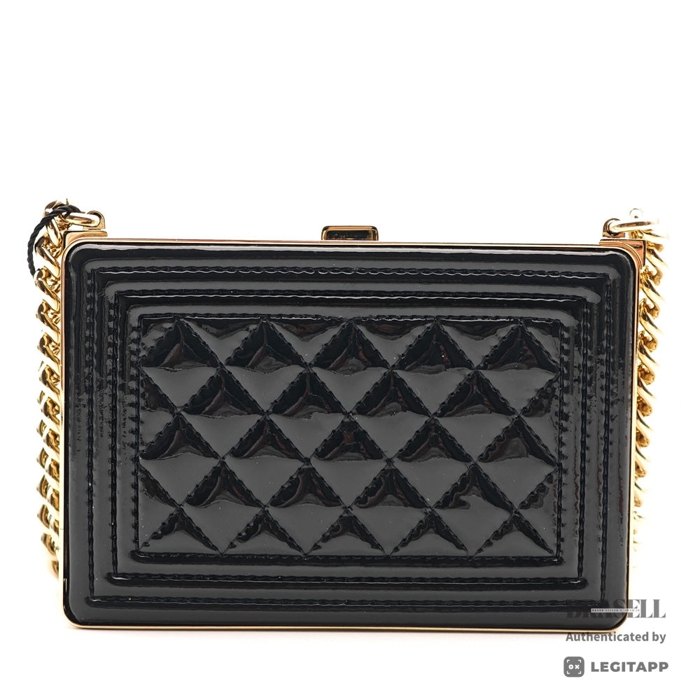 CHANEL Boy Chanel Minaudiere Patent Leather Black Shoulder Bag【ImportFeeFREE】