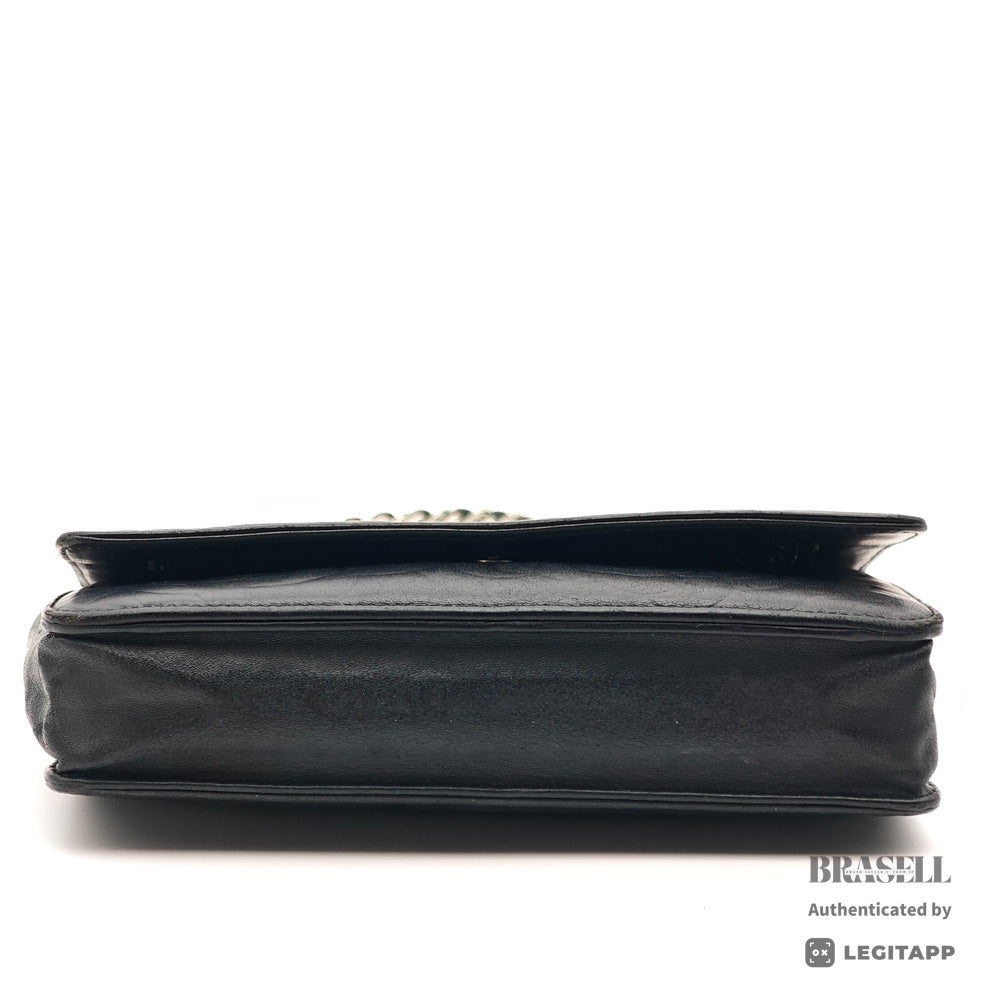 CHANEL Camellia Lambskin Black Chain Wallet Shoulder Bag 【ImportFeeFREE】