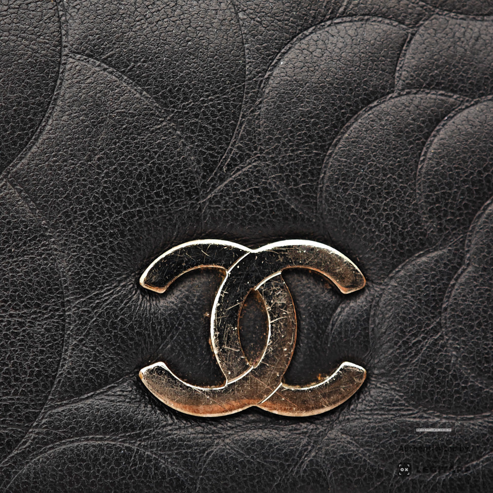 CHANEL Camellia Lambskin Black Chain Wallet Shoulder Bag 【ImportFeeFREE】