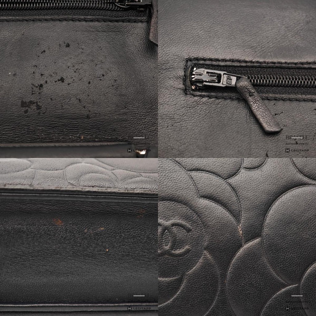 CHANEL Camellia Lambskin Black Chain Wallet Shoulder Bag 【ImportFeeFREE】