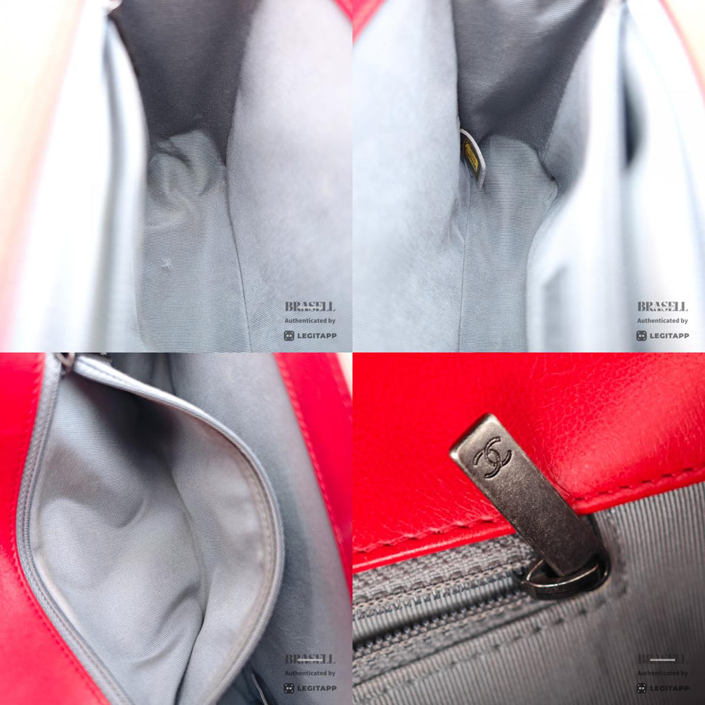 CHANEL Boy CHANEL Calfskin Red Chain Shoulder Bag 【ImportFeeFREE】