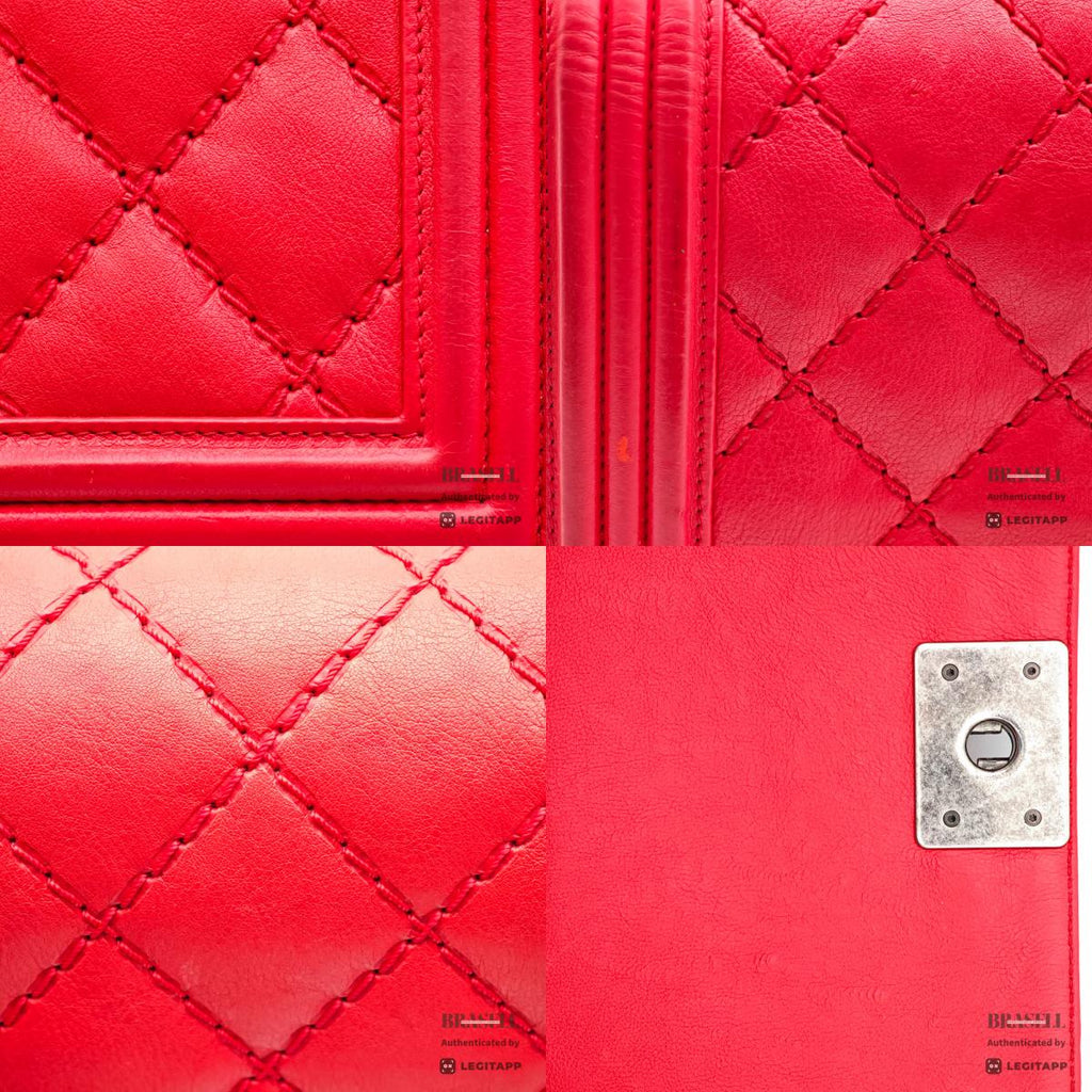 CHANEL Boy CHANEL Calfskin Red Chain Shoulder Bag 【ImportFeeFREE】