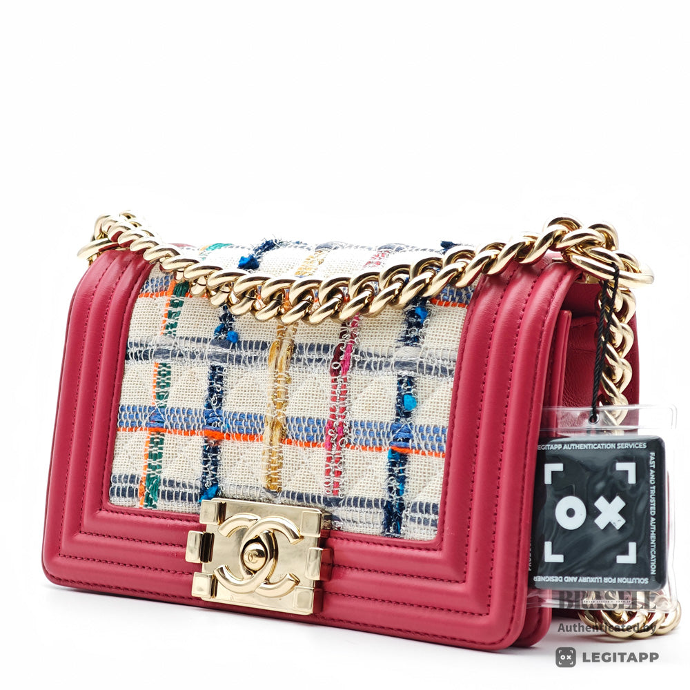 CHANEL Boy Chanel 20 Tweed Pink Chain Shoulder Bag 【ImportFeeFREE】