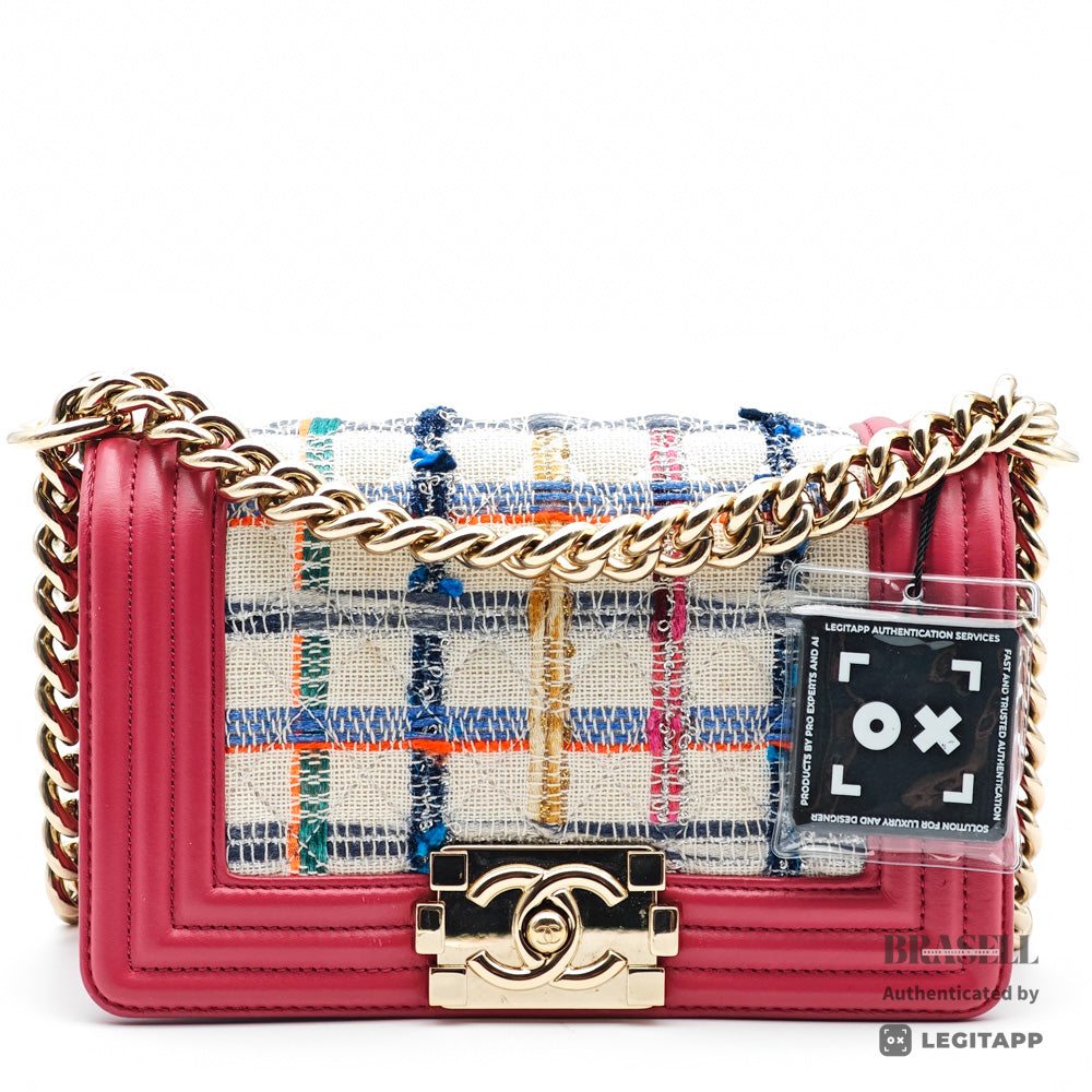 CHANEL Boy Chanel 20 Tweed Pink Chain Shoulder Bag 【ImportFeeFREE】
