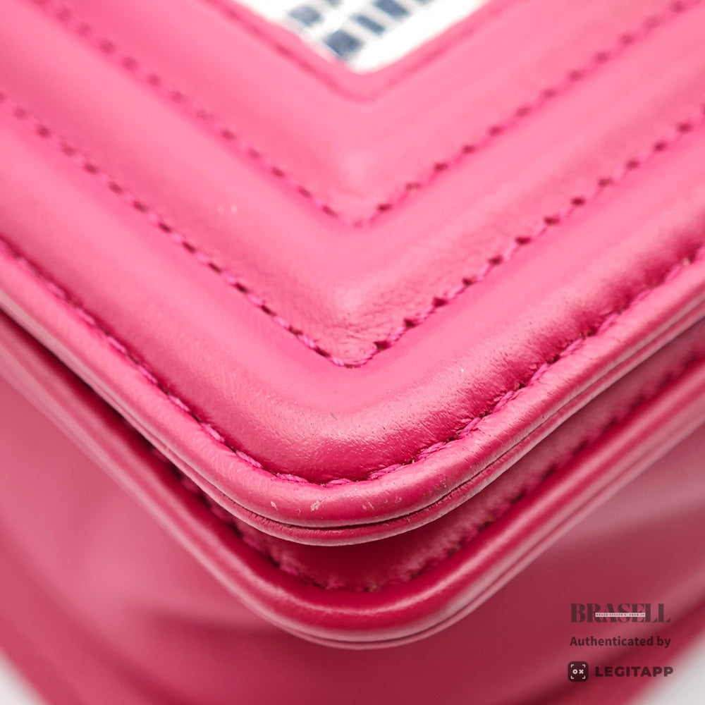 CHANEL Boy Chanel 20 Tweed Pink Chain Shoulder Bag 【ImportFeeFREE】