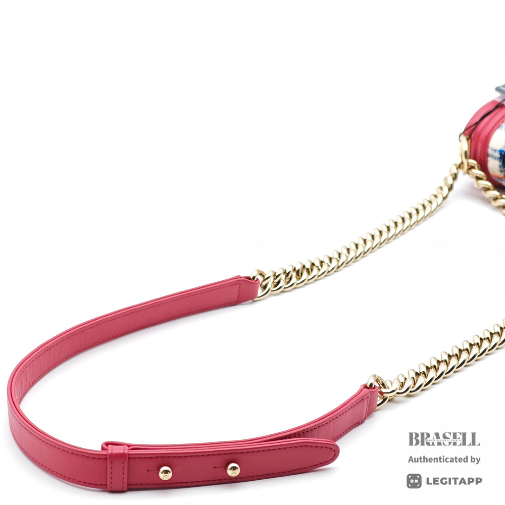 CHANEL Boy Chanel 20 Tweed Pink Chain Shoulder Bag 【ImportFeeFREE】
