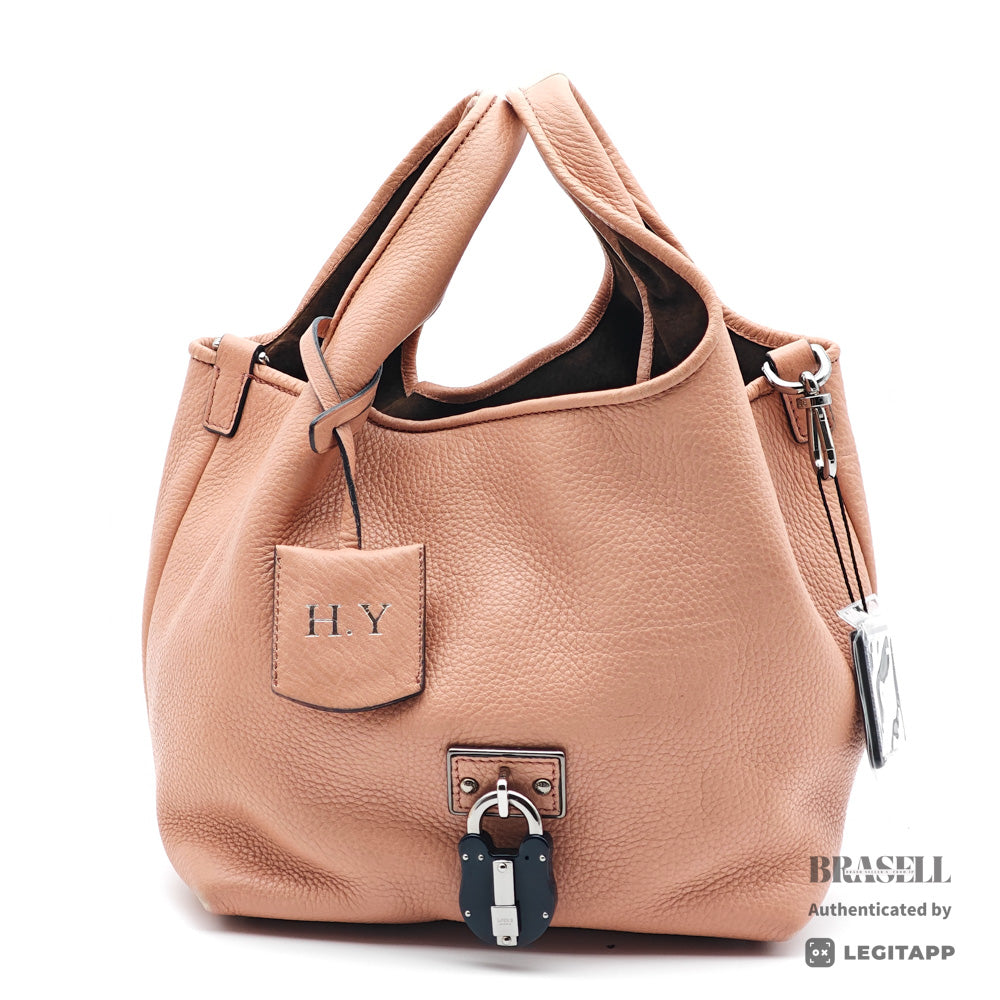 LOEWE Calibre PM Leather Pink Hand Bag Silver Hardware 【ImportFeeFREE】