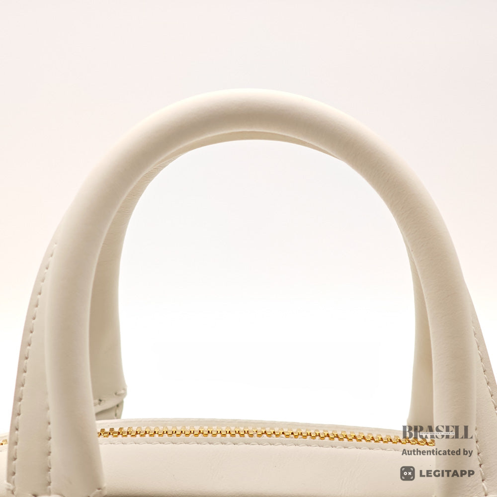 DIOR Vibe Mini Bowling Bag Leather White Navy Handbag 【ImportFeeFREE】