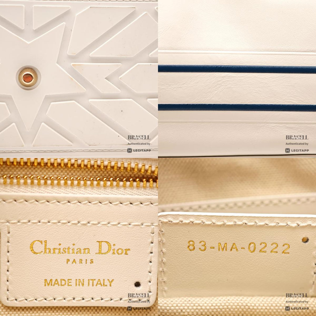 DIOR Vibe Mini Bowling Bag Leather White Navy Handbag 【ImportFeeFREE】