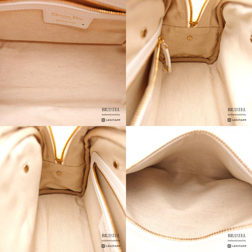 DIOR Vibe Mini Bowling Bag Leather White Navy Handbag 【ImportFeeFREE】