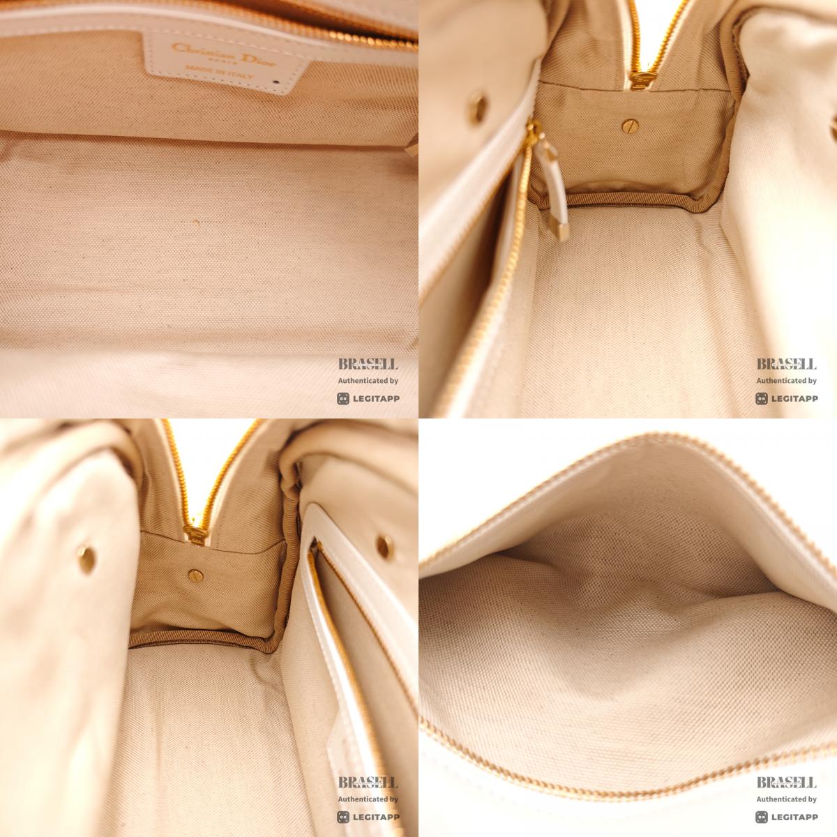 DIOR Vibe Mini Bowling Bag Leather White Navy Handbag 【ImportFeeFREE】
